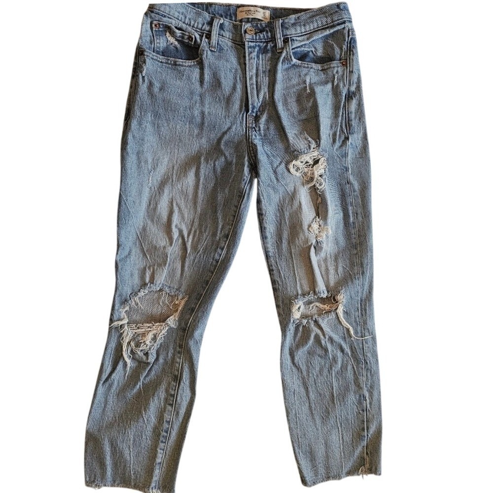 Abercrombie Boyfriend Jeans Womens 27 Mid Rise Distressed Casual‎ Denim